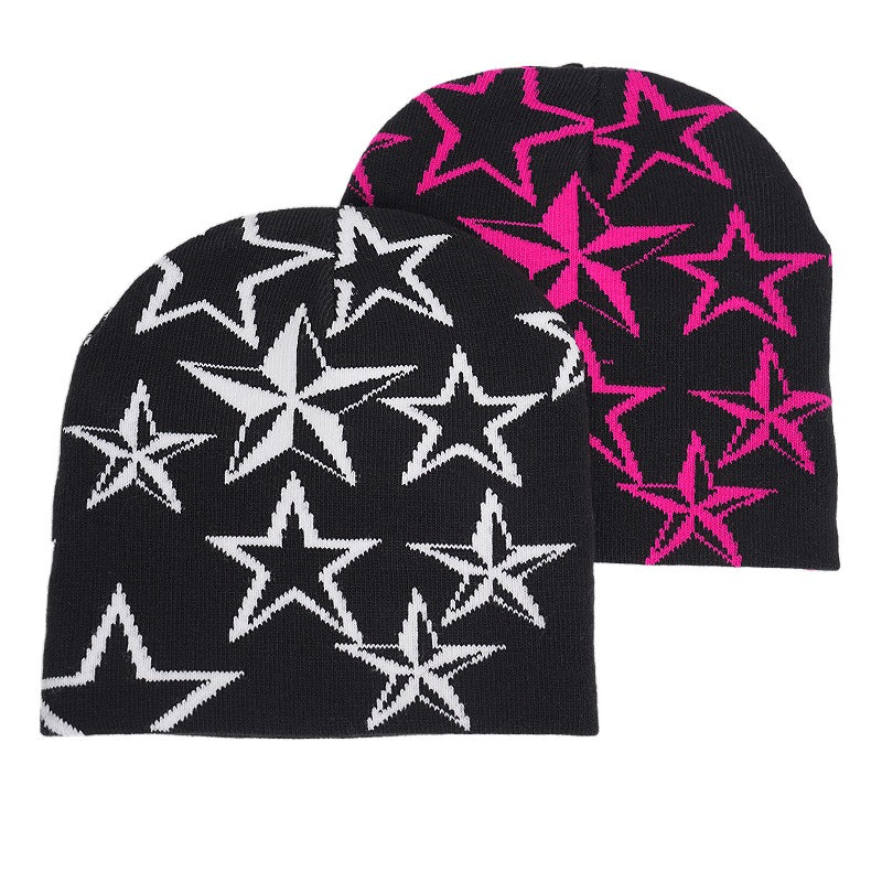 Star Printed Knitted Hip-hop Beanie Street Punk Winter Cap