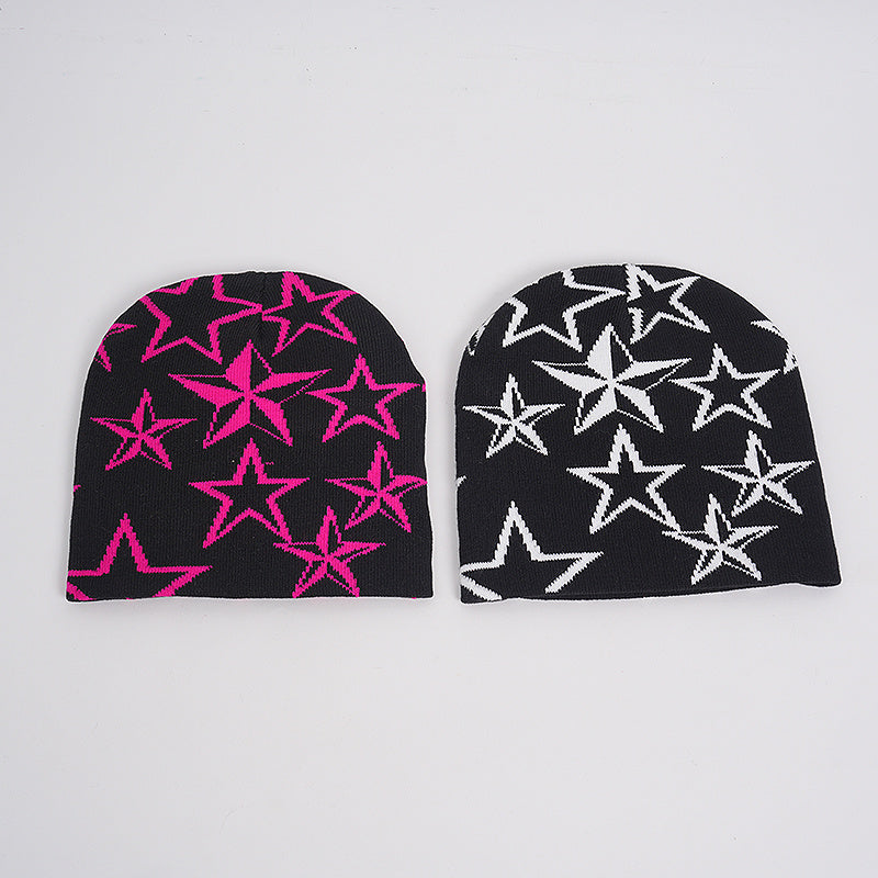 Star Printed Knitted Hip-hop Beanie Street Punk Winter Cap
