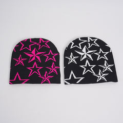 Star Printed Knitted Hip-hop Beanie Street Punk Winter Cap