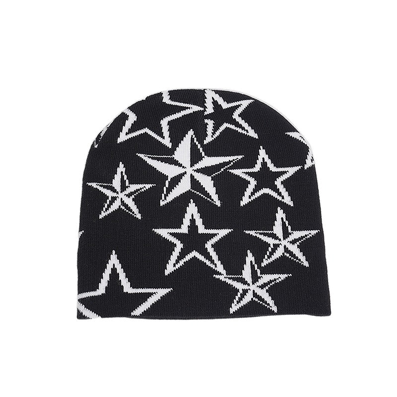 Star Printed Knitted Hip-hop Beanie Street Punk Winter Cap