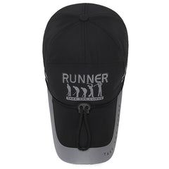 Men's Extended Brim Sunshade Cap with Reflective Strip, Windproof Rope
