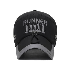 Men's Extended Brim Sunshade Cap with Reflective Strip, Windproof Rope