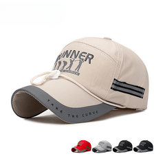 Men's Extended Brim Sunshade Cap with Reflective Strip, Windproof Rope