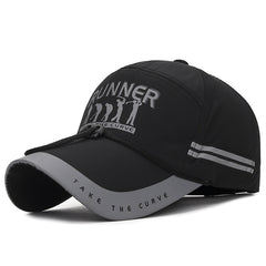 Men's Extended Brim Sunshade Cap with Reflective Strip, Windproof Rope