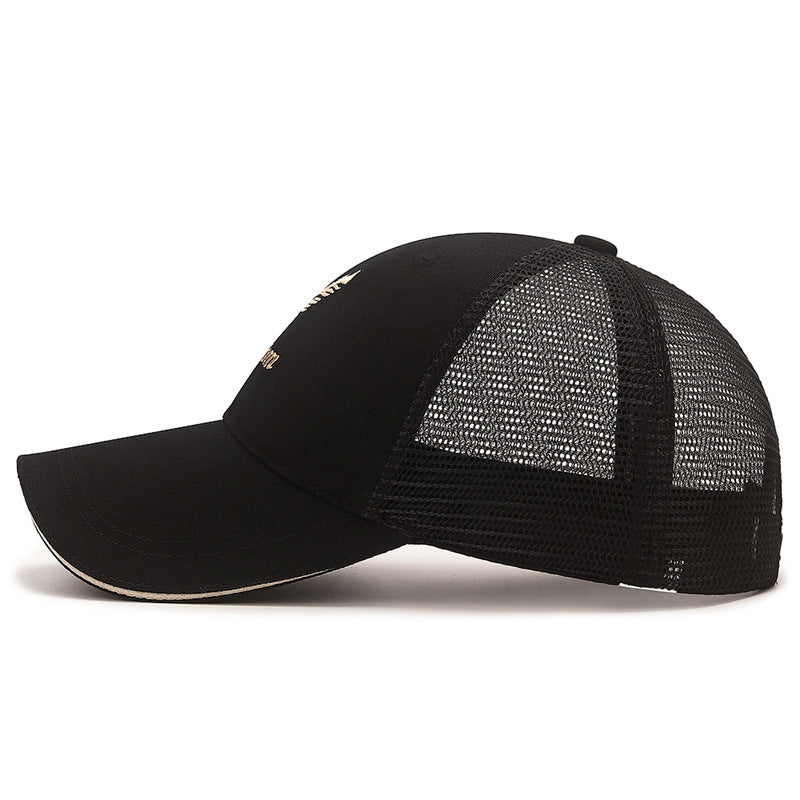 Men's Feather Embroidered Baseball Cap, Sunscreen Mesh Hat