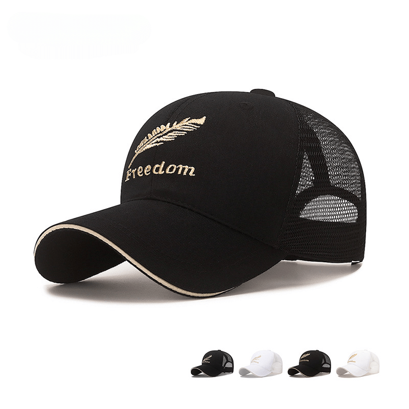 Men's Feather Embroidered Baseball Cap, Sunscreen Mesh Hat
