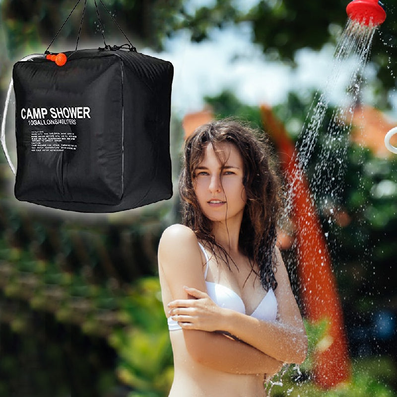 40L Solar Shower Bag w/ On/Off Switch Shower Head - Camping, Beach
