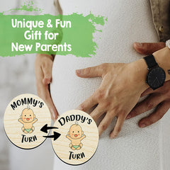 Wooden Parent Decision Coin - Funny Pregnancy Gift