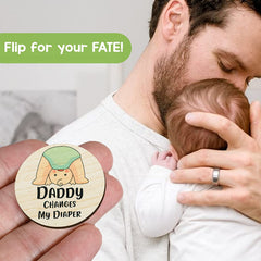 Wooden Parent Decision Coin - Funny Pregnancy Gift