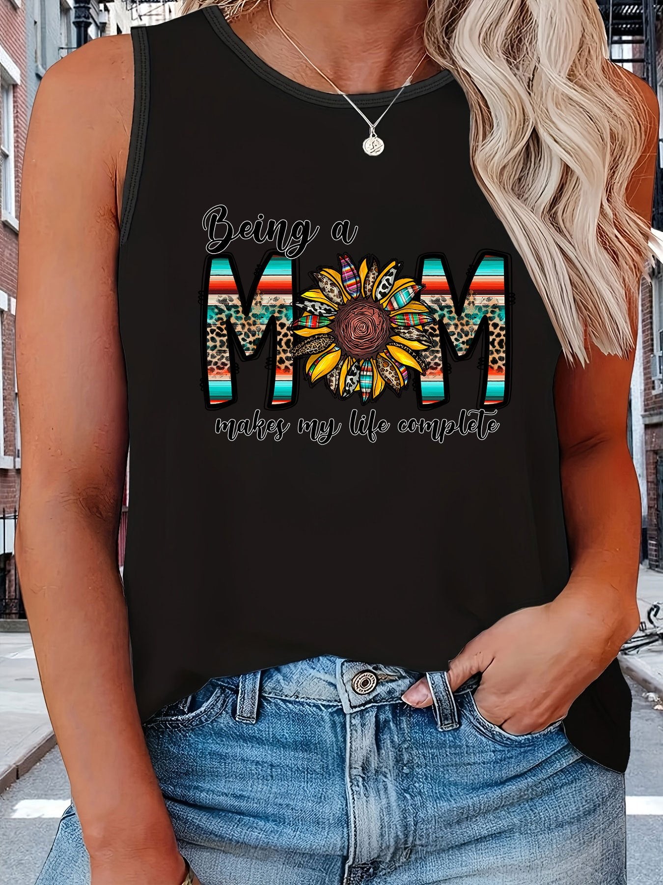 Leopard Slogan Print Tank Top for Women