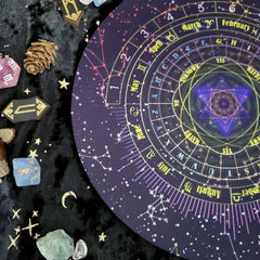 Rubber Mat with Divination & Zodiac Designs: Pendulum & Stone Protection