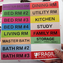 80pcs Home Moving Labels 16 Coding Stickers Fragile Blank Label