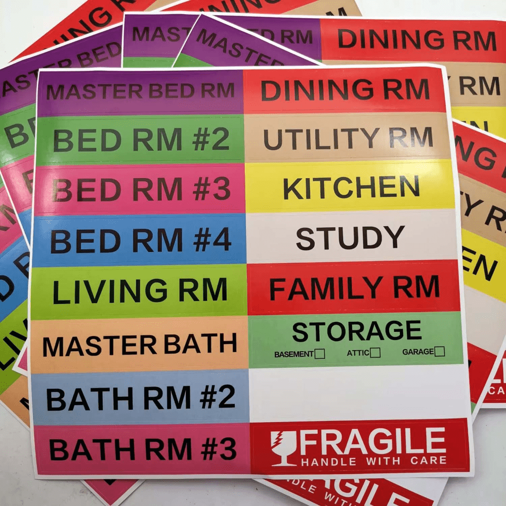 80pcs Home Moving Labels 16 Coding Stickers Fragile Blank Label