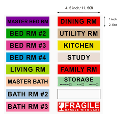 80pcs Home Moving Labels 16 Coding Stickers Fragile Blank Label