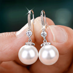 Faux Pearl Drop Earrings 925 Silver Plated Daily Jewelry
