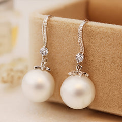 Faux Pearl Drop Earrings 925 Silver Plated Daily Jewelry