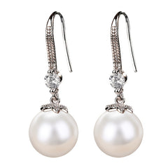 Faux Pearl Drop Earrings 925 Silver Plated Daily Jewelry