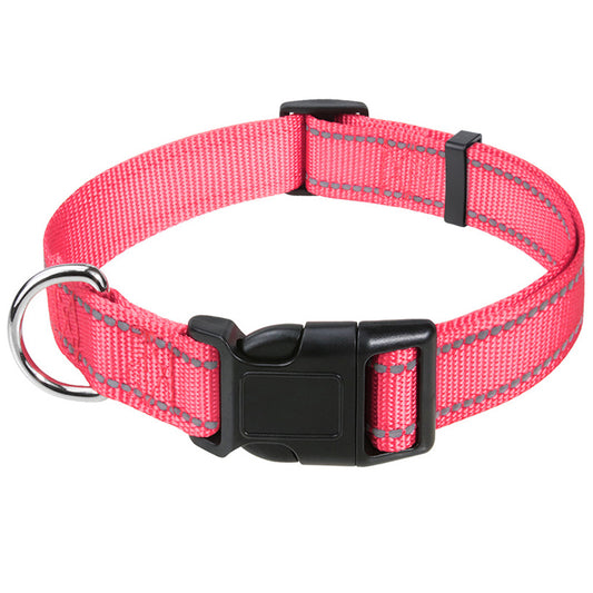 Reflective Nylon Dog Collar with Adjustable Buckle for Small, Medium, Large Dogs