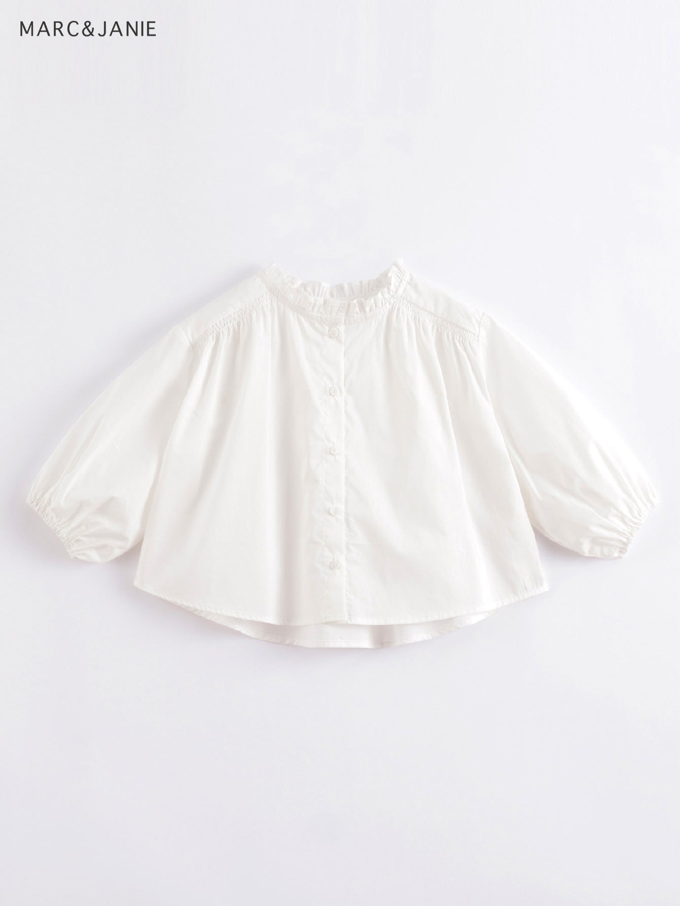 Girls Frill Collar Cotton Long Sleeve Shirt Button Down Blouse Shirt