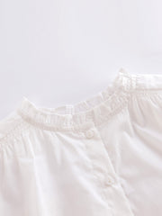 Girls Frill Collar Cotton Long Sleeve Shirt Button Down Blouse Shirt