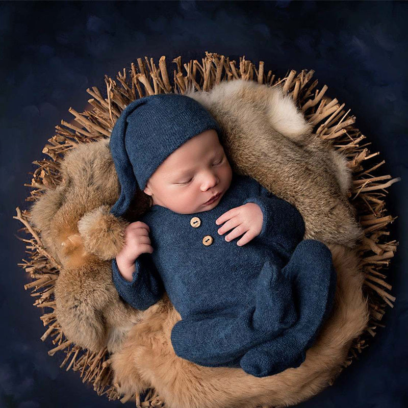 Newborn Baby Furry Ball Hat & Wrap Cap Photo Props