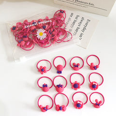20pcs Cartoon Hair Rings for Girls - Flower & Fruit Hair Accessories