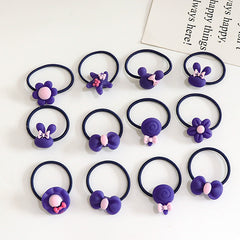 20pcs Cartoon Hair Rings for Girls - Flower & Fruit Hair Accessories
