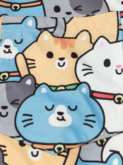 Cat Print Men's Casual Short Sleeve Shirt for Summer Vacation