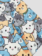Cat Print Men's Casual Short Sleeve Shirt for Summer Vacation