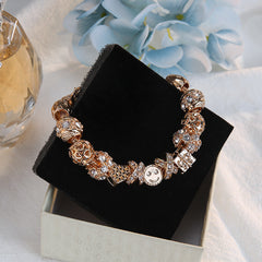 Women's Happy Face Gold Bracelet with Heart Pendant