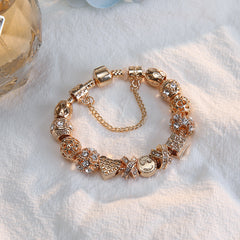 Women's Happy Face Gold Bracelet with Heart Pendant