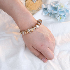 Women's Happy Face Gold Bracelet with Heart Pendant