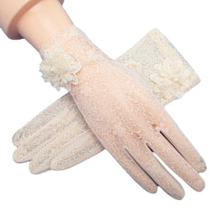 Short Lace Gloves Solid Thin Breathable Floral Gloves Wedding Bridal Gloves