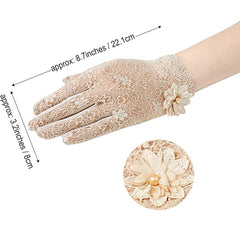 Short Lace Gloves Solid Thin Breathable Floral Gloves Wedding Bridal Gloves