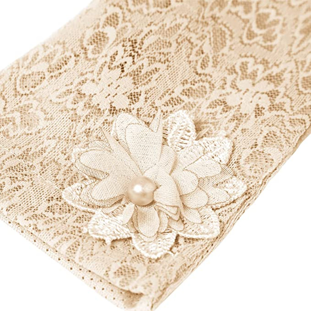 Short Lace Gloves Solid Thin Breathable Floral Gloves Wedding Bridal Gloves