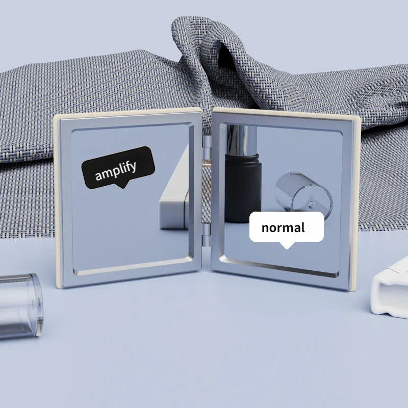 Rose Pattern Compact Mirror Square Double Side Folding Makeup Vanity Mirror