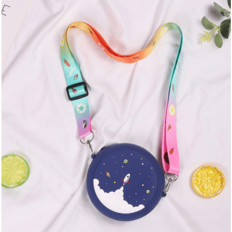 Kids Rainbow Donut Silicone Crossbody Bag