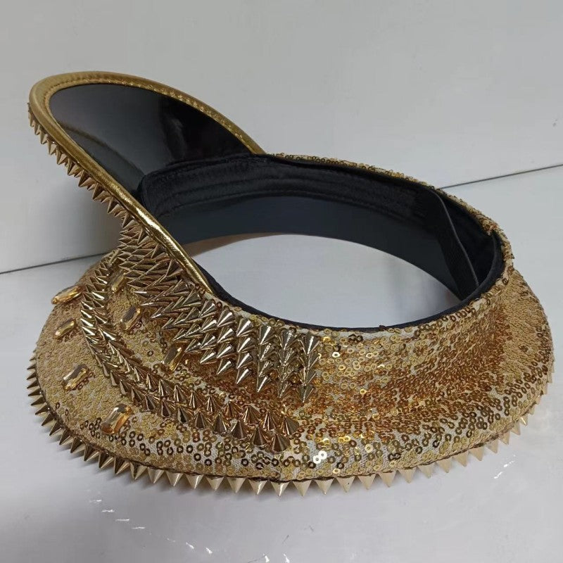 Golden Sequin Bride Hat Rivet Bachelorette Hen Party Captain Caps
