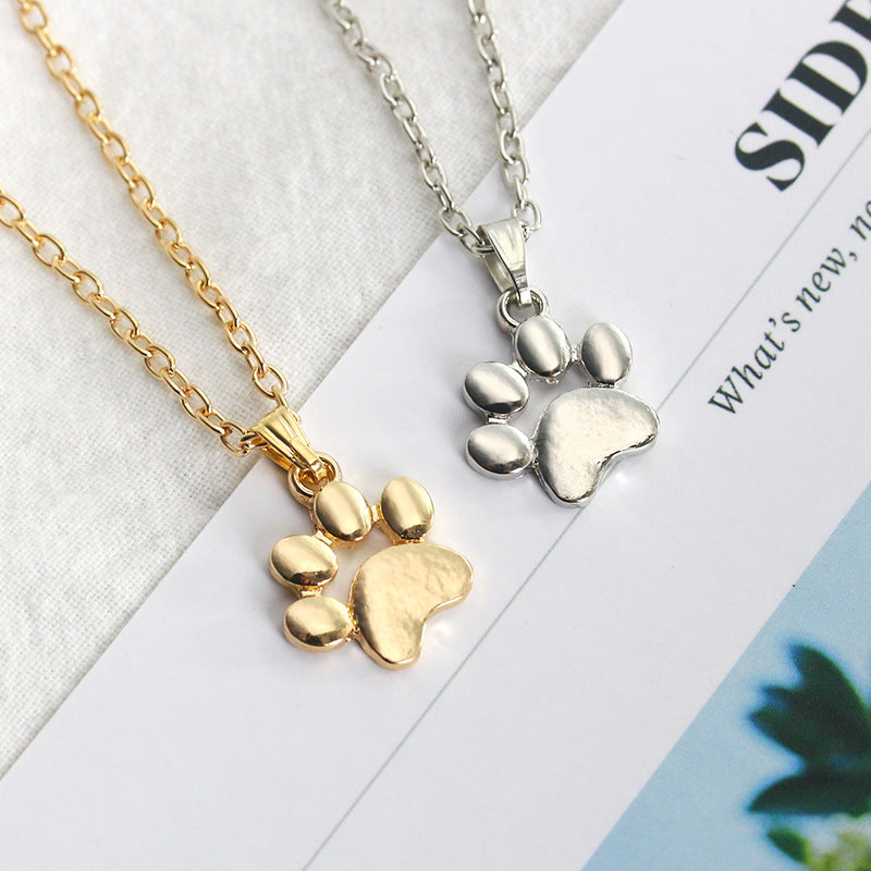 Cat Dog Paw Pendant Necklace Footprint Pendant Necklace For Girls