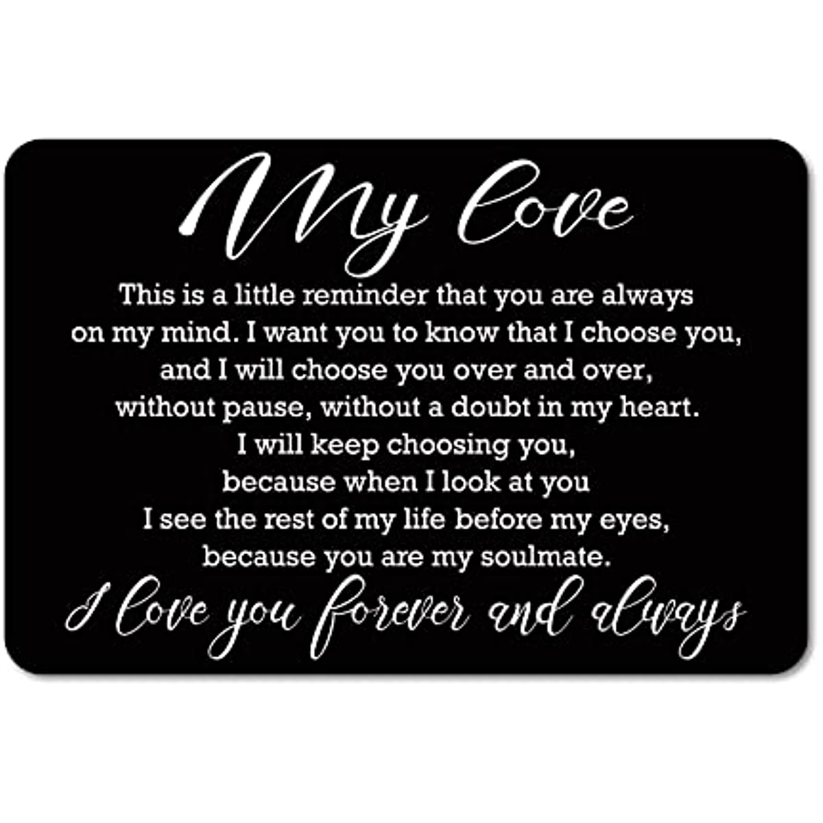Love Note Engraved Metal Wallet Insert Card Anniversary Gift for Men