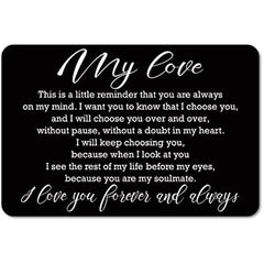 Love Note Engraved Metal Wallet Insert Card Anniversary Gift for Men