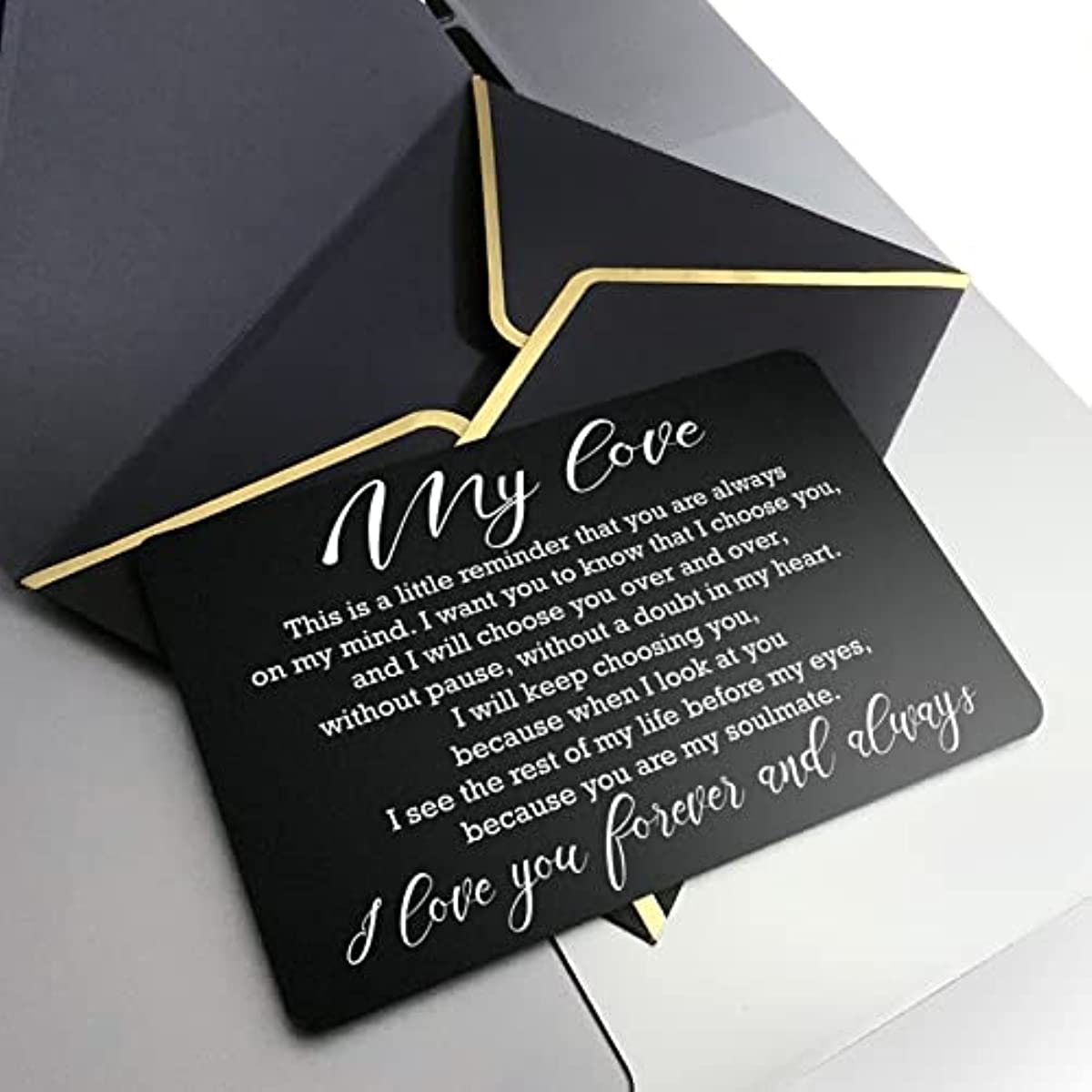 Love Note Engraved Metal Wallet Insert Card Anniversary Gift for Men