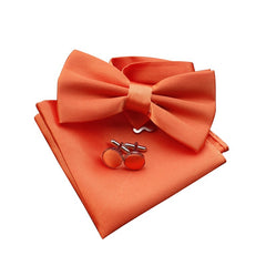 Men's Bow Tie Set with Handkerchief and Cufflinks