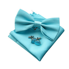 Men's Bow Tie Set with Handkerchief and Cufflinks