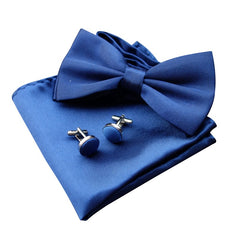 Men's Bow Tie Set with Handkerchief and Cufflinks