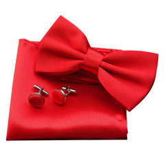 Men's Bow Tie Set with Handkerchief and Cufflinks