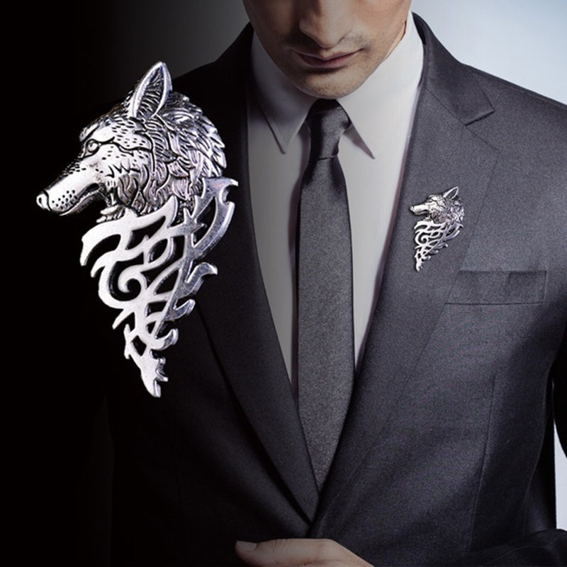 Wolf Brooch Collar Suit Clothes Pin Business Jewelry For Men