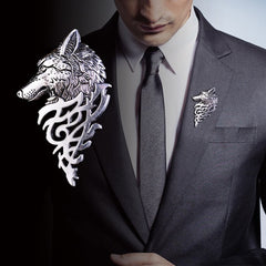 Wolf Brooch Collar Suit Clothes Pin Business Jewelry For Men