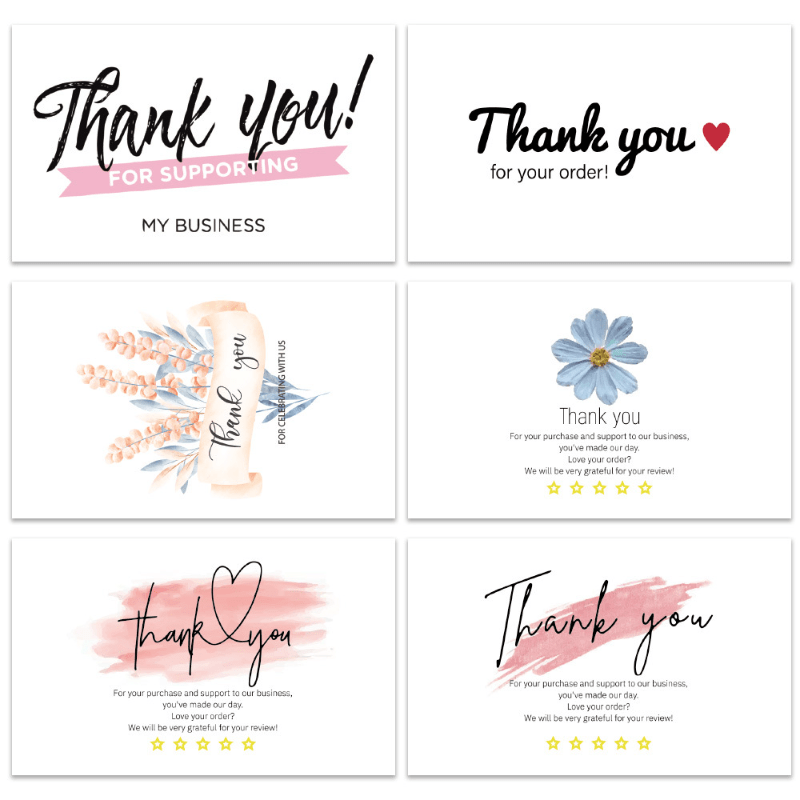 50pcs Thank You Card Coated Paper Business Card Gift Packaging Decoration Card