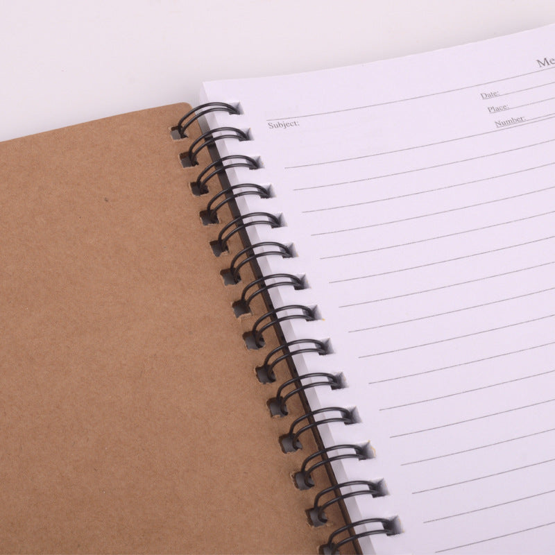 Brown Paper Spiral Coil Notebook with Sticky Notes